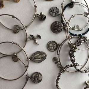 various silver alex & ani bracelets!